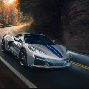 2024 CORVETTE E-RAY driving down the road