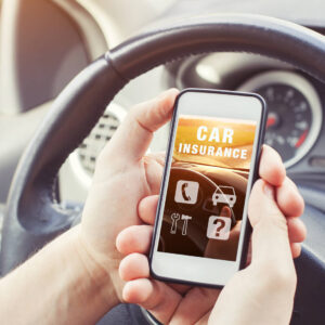 Person in car on phone best car insurance comparison