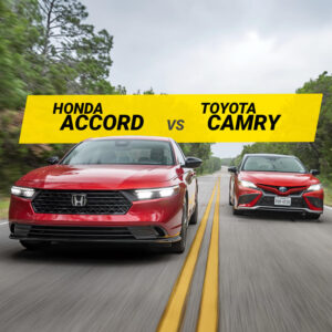 2023 Honda Accord vs Toyota Camry Driving Down Road