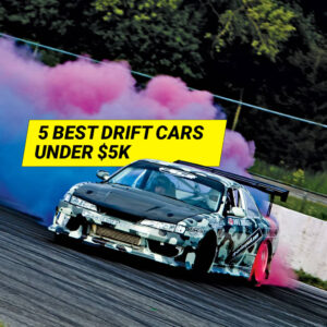 Car drifting with the words Best Drift Cars Under $5K