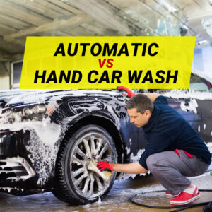 Man hand washing his car's rims with soap