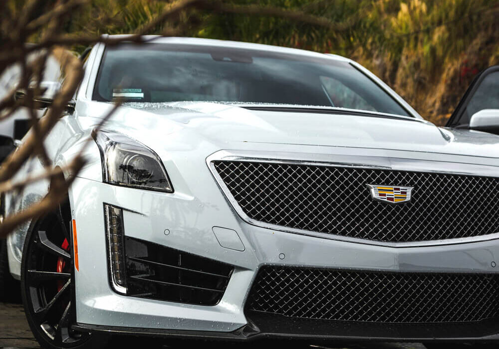 2018 Cadillac CTS-V on the road near trees